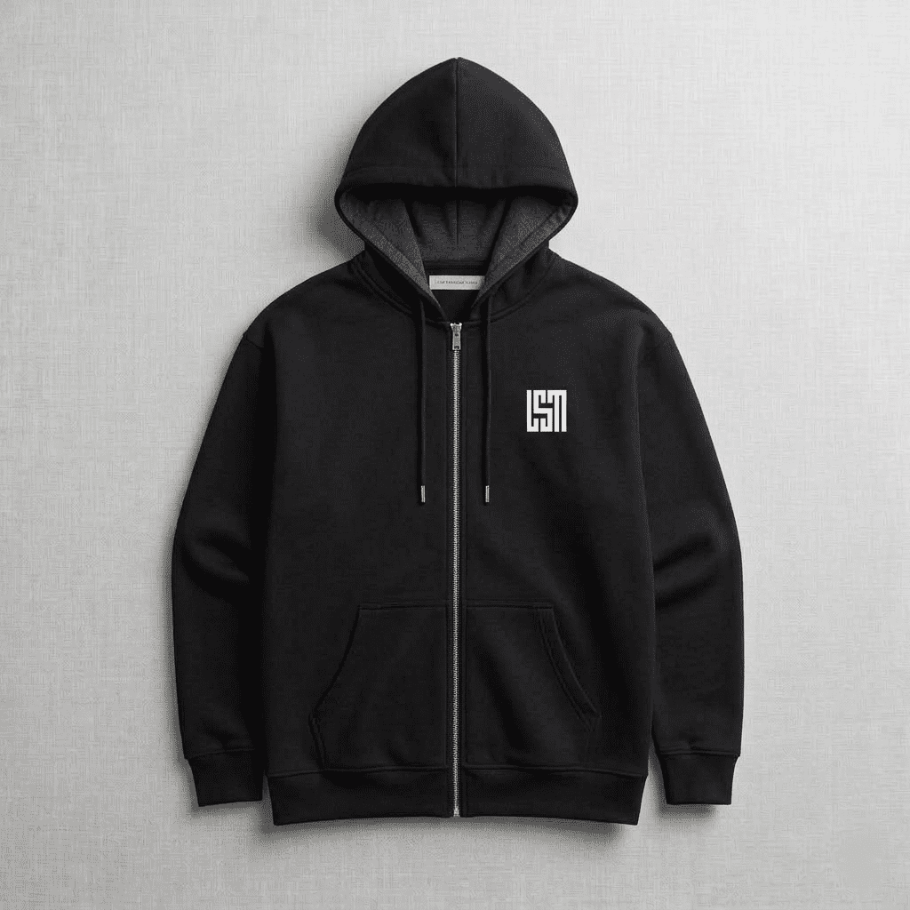 Lifestyle Misfit  | Black Full-Zip Zip-Up Hoodie - Image 1